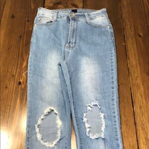 Ripped blue jeans